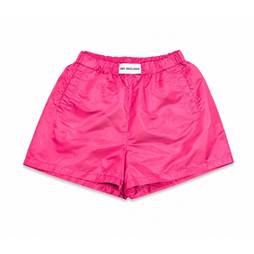 Ann Andelman Hot Pink Nylon Shorts Minimalist Designer Elastic Waist Womens 36